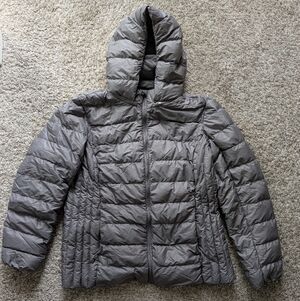 Lightweight Hooded Down Puffer Jacket - Gray Women's Size L, Packable